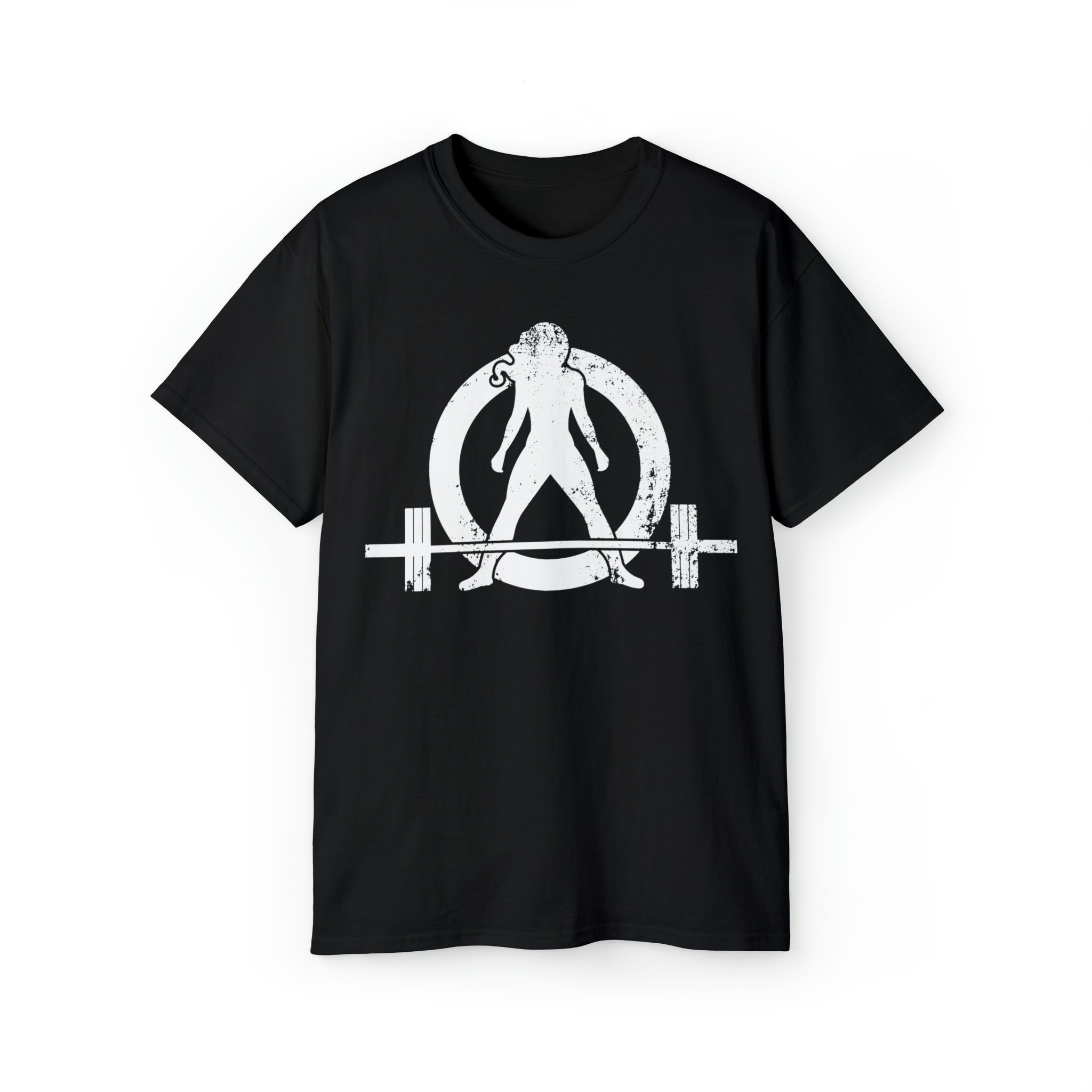 Unisex Ultra Cotton Tee - Distressed White Logo - Plain Back