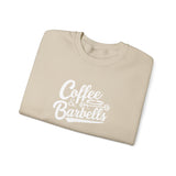 Coffee & Barbells - Unisex Heavy Blend™ Crewneck Sweatshirt - White Logo on Front