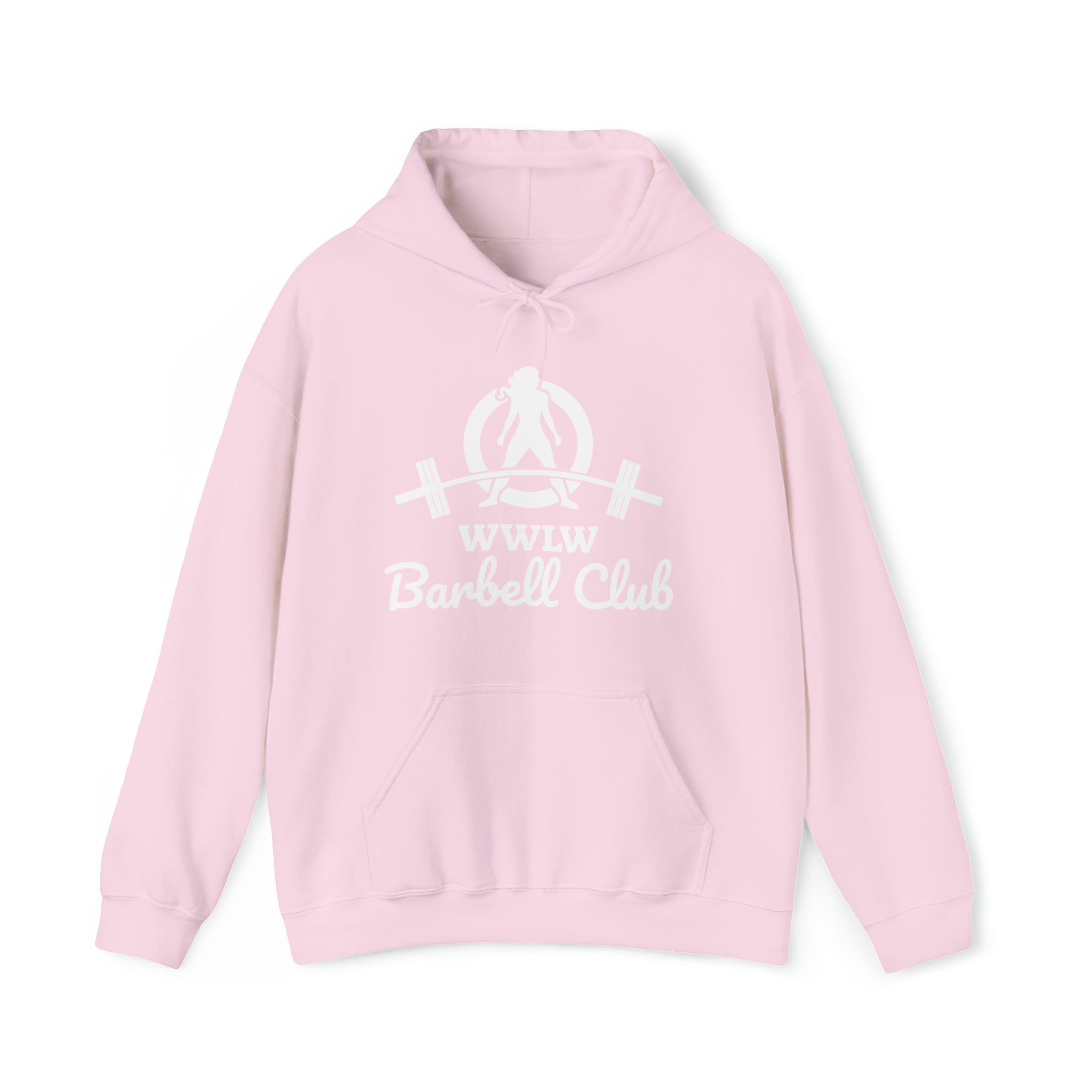 Barbell Club Classic Logo White - Unisex Heavy Blend Hooded Sweatshirt (BEST SELLER)