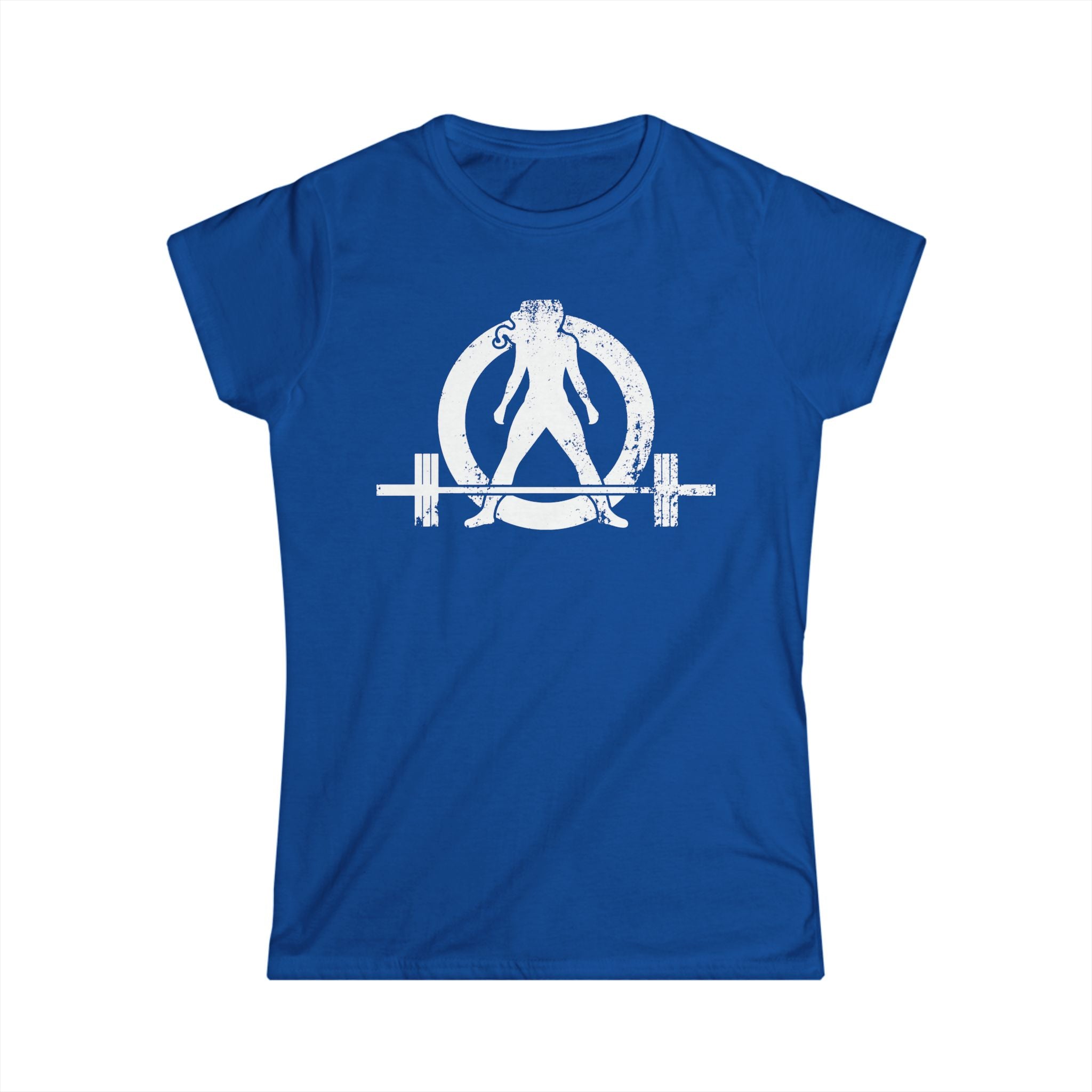 ALL I NEED IS Coffee & A Barbell - Women's Softstyle Tee - Front & Back White Logo