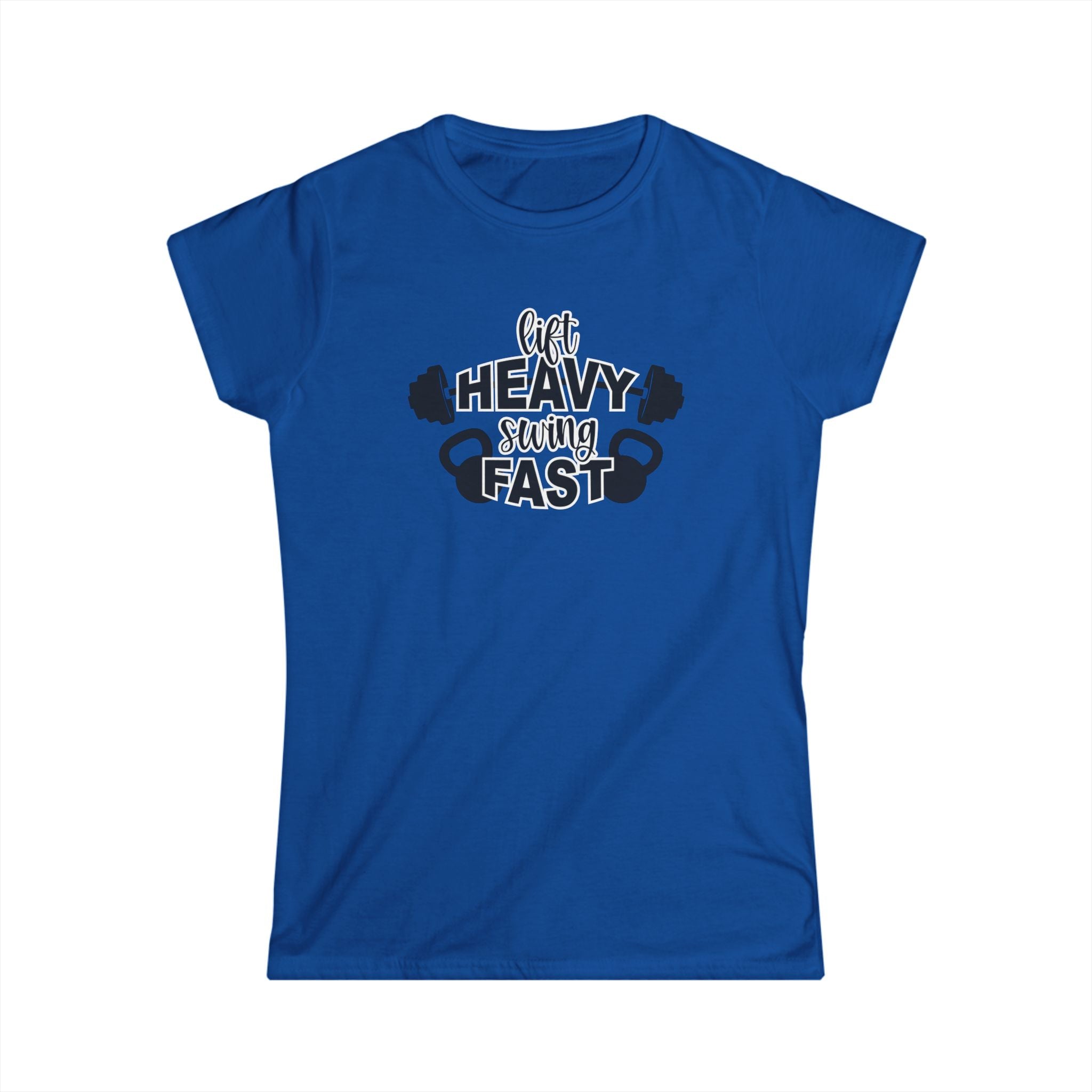 Lift Heavy Swing Fast - Women's Softstyle Tee - Black Logo