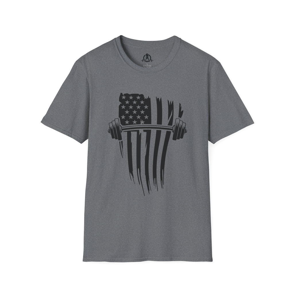 USA Barbell  - Unisex Softstyle T-Shirt - Black Logo - Plain Back