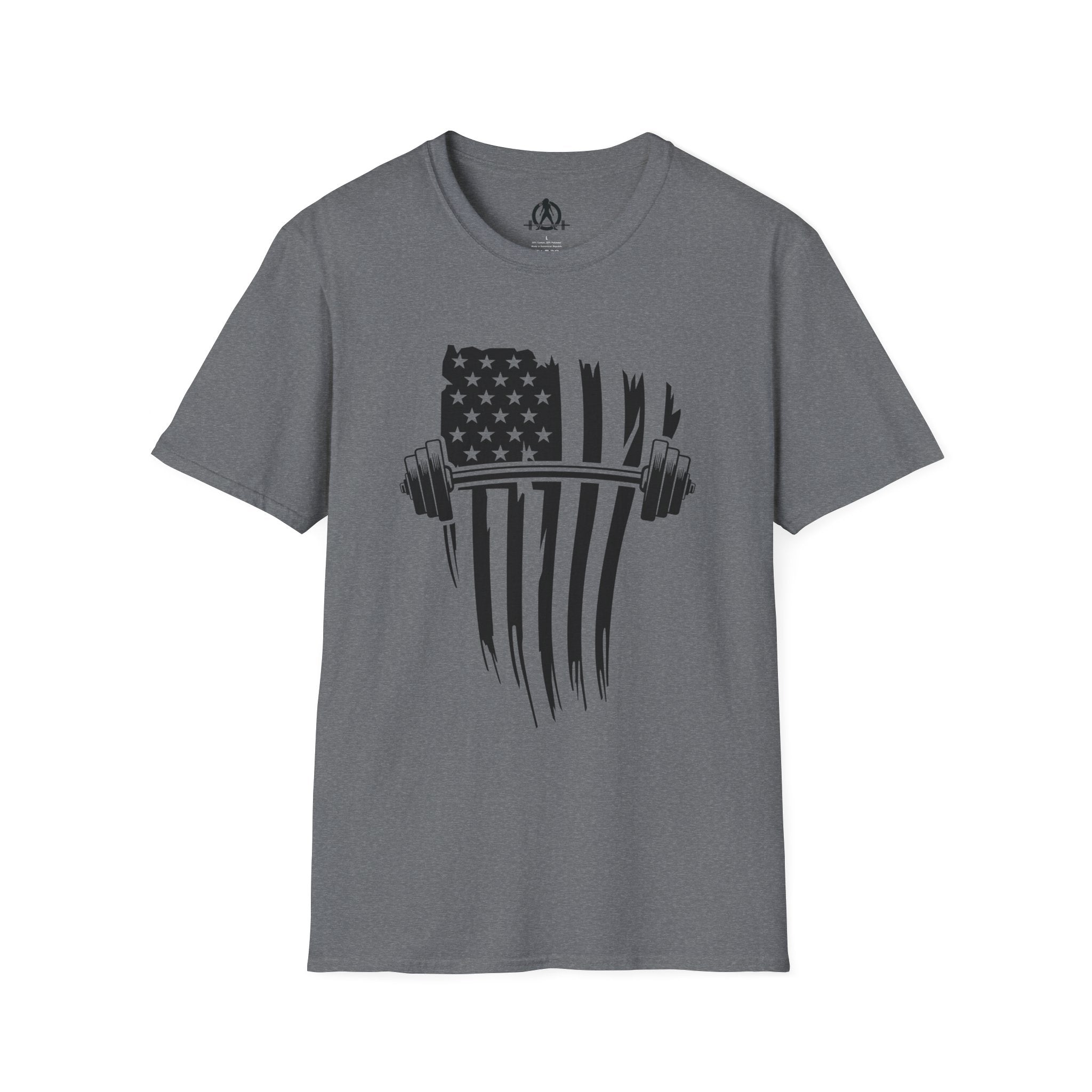 USA Barbell  - Unisex Softstyle T-Shirt - Black Logo - Plain Back