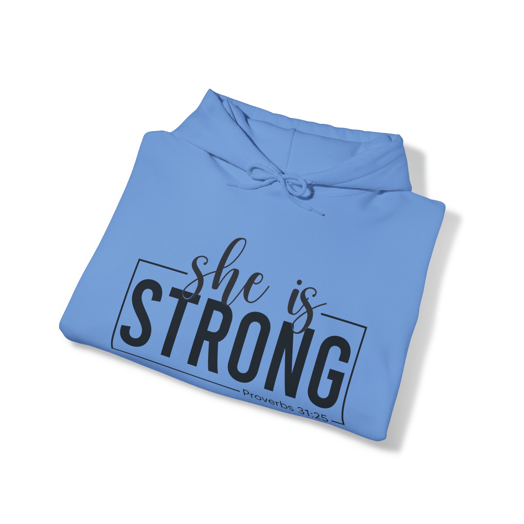 She is Strong - Unisex Heavy Blend Hooded Sweatshirt - Dark Logo - Plain Back