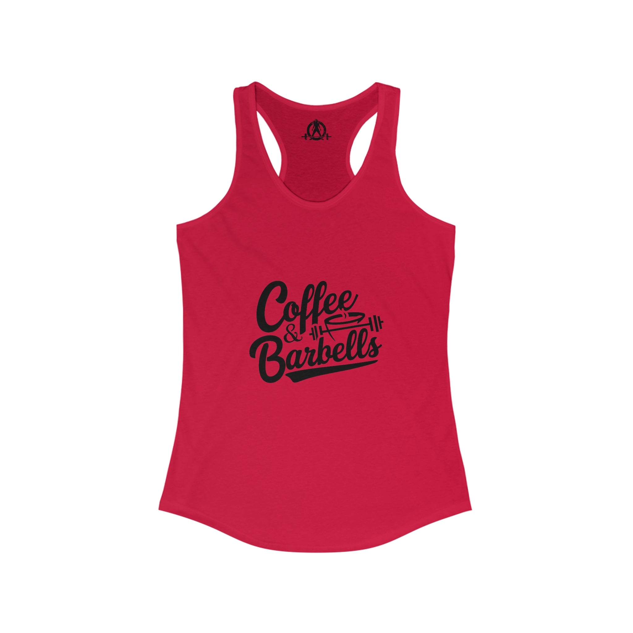 Coffee & Barbells - Women's Ideal Racerback Tank - Black Logo Plain Back