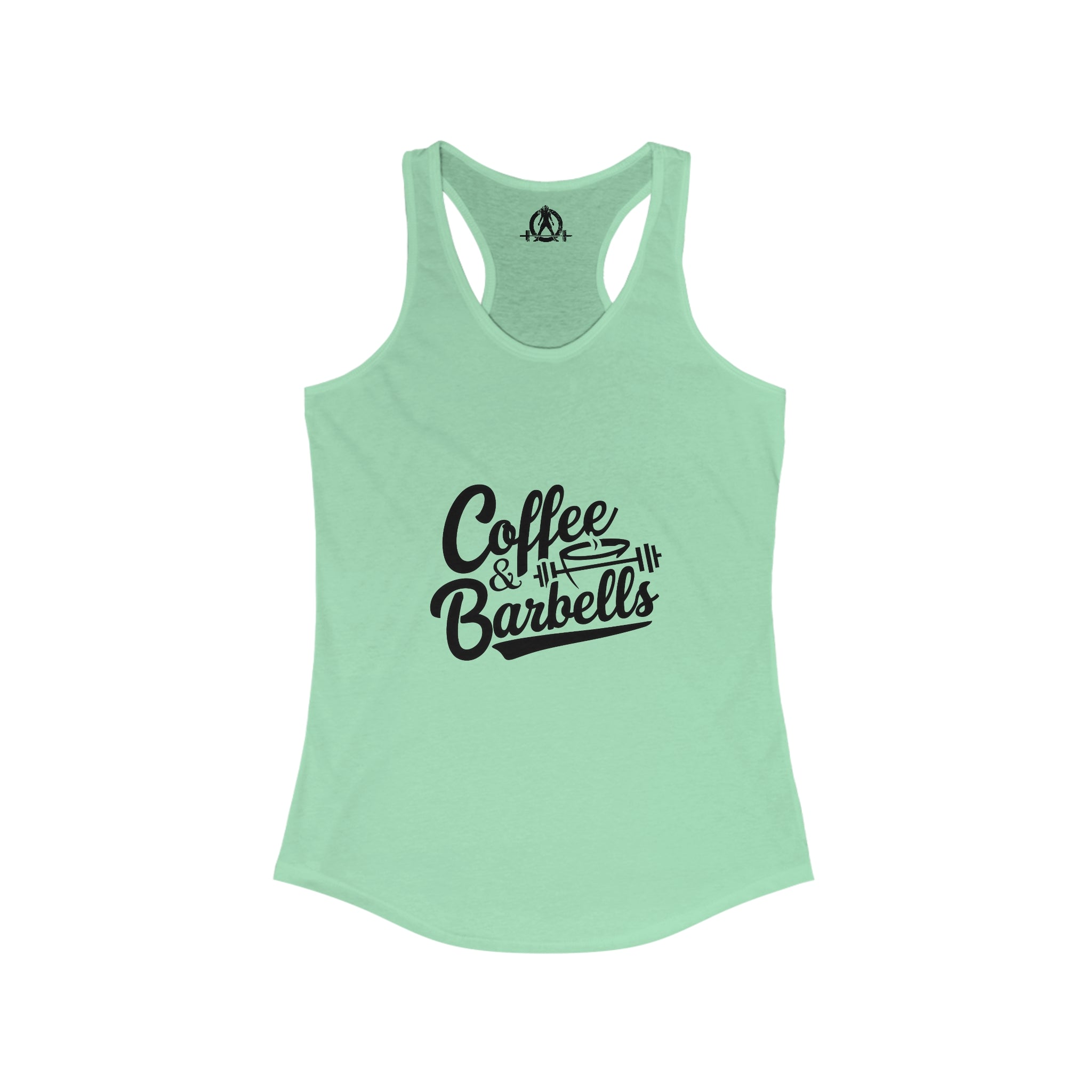Coffee & Barbells - Women's Ideal Racerback Tank - Black Logo Plain Back