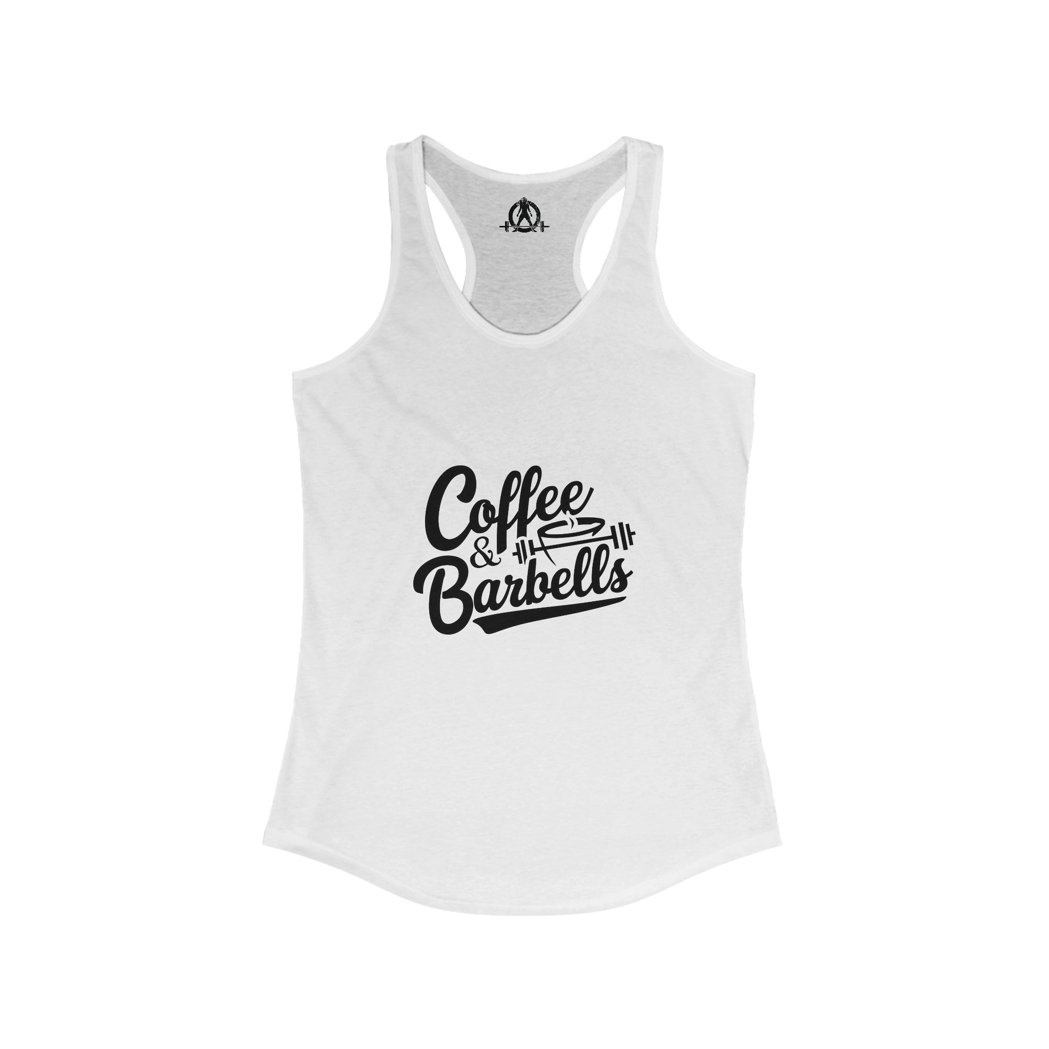 Coffee & Barbells - Women's Ideal Racerback Tank - Black Logo Plain Back