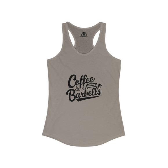 Coffee & Barbells - Women's Ideal Racerback Tank - Black Logo Plain Back