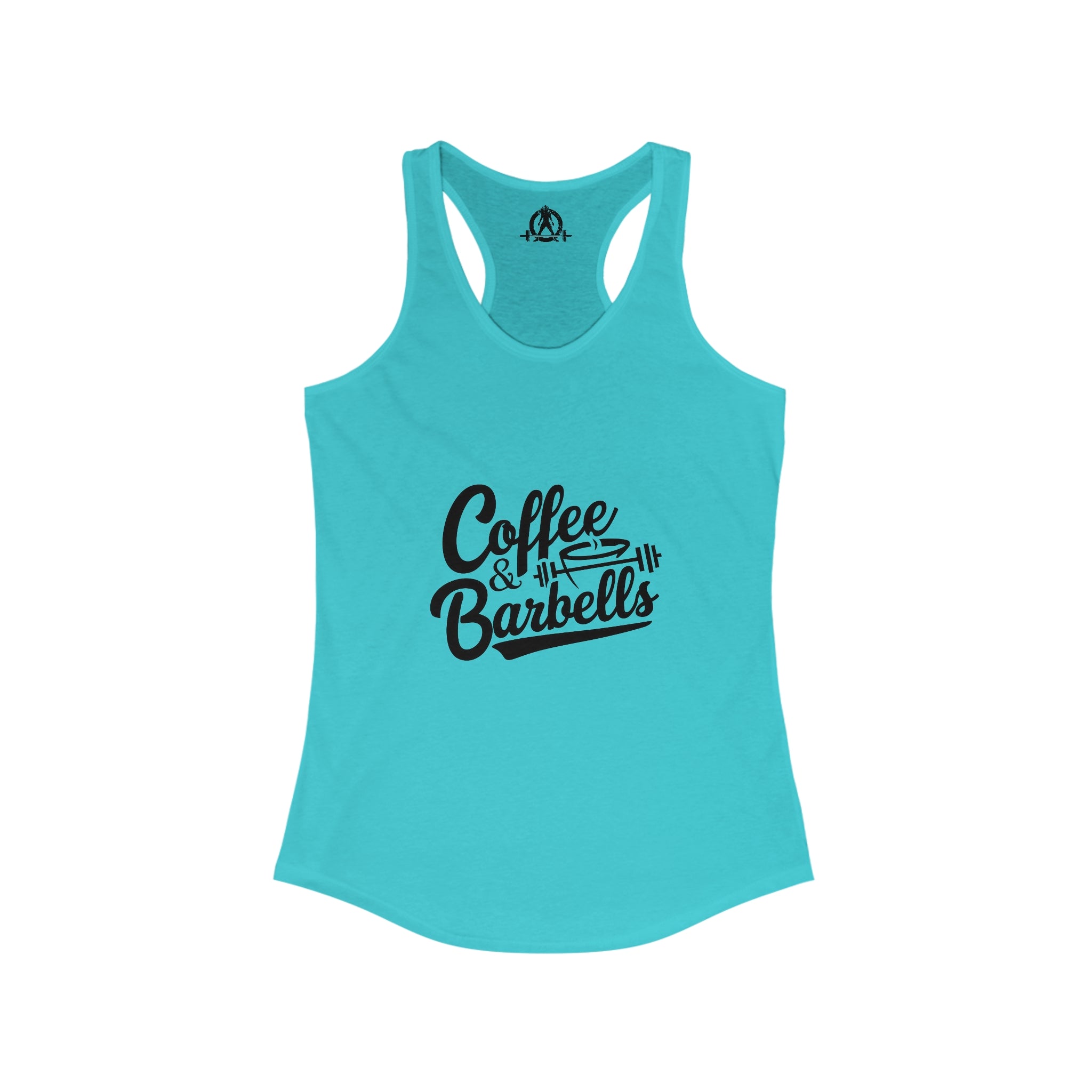 Coffee & Barbells - Women's Ideal Racerback Tank - Black Logo Plain Back