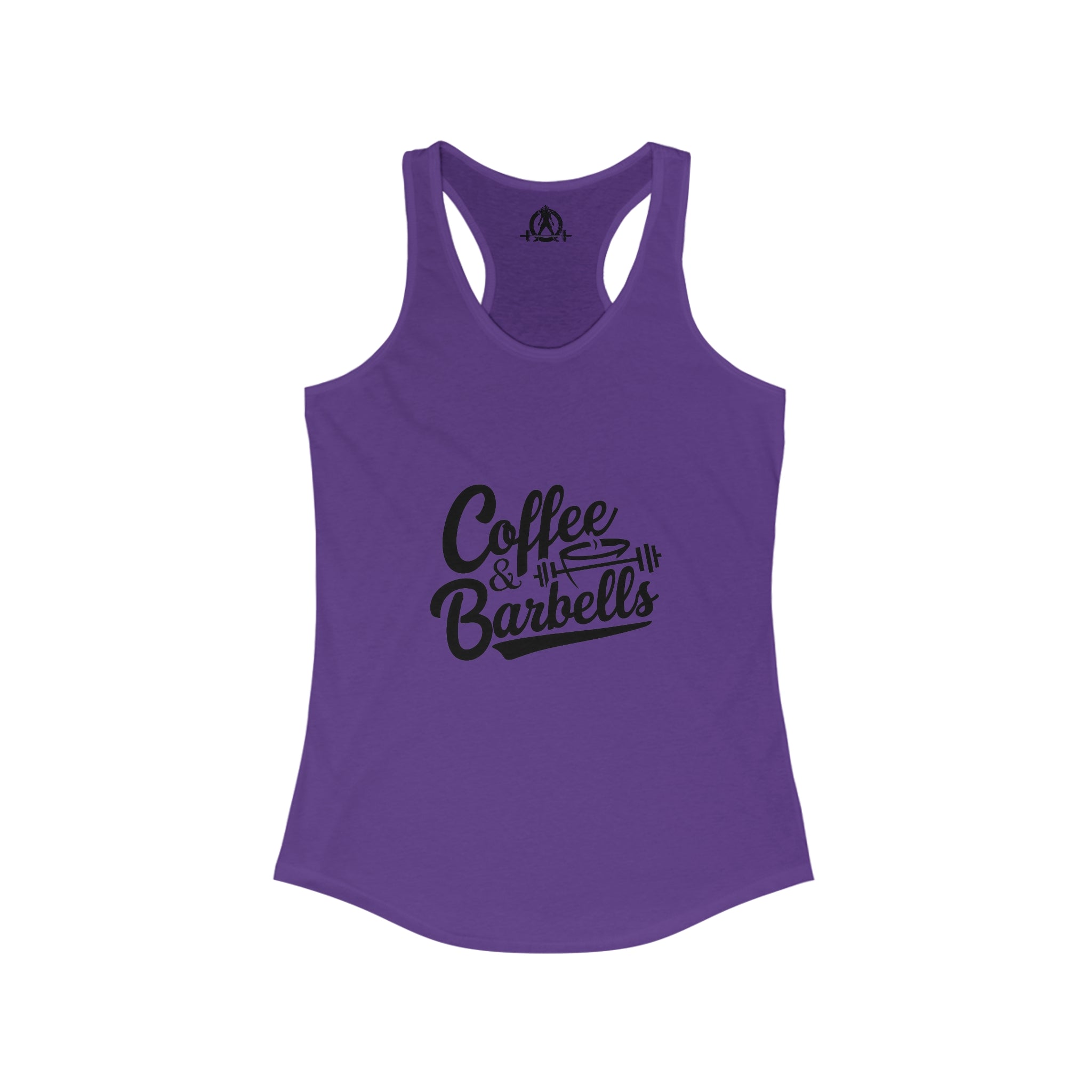 Coffee & Barbells - Women's Ideal Racerback Tank - Black Logo Plain Back