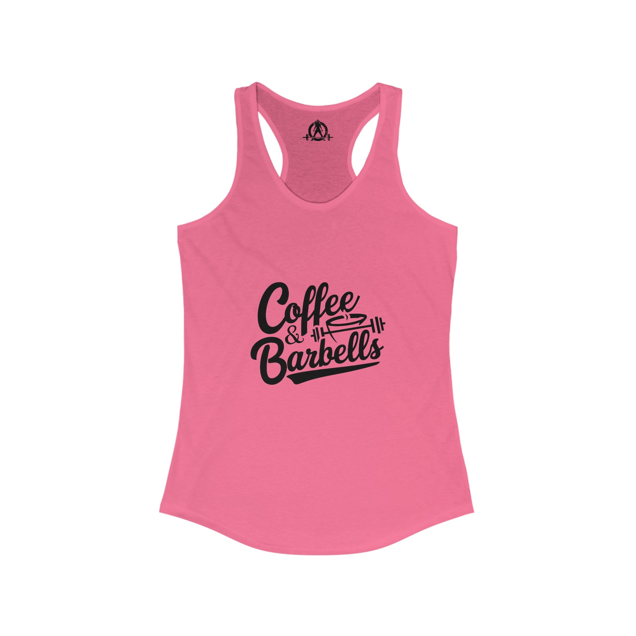 Coffee & Barbells - Women's Ideal Racerback Tank - Black Logo Plain Back