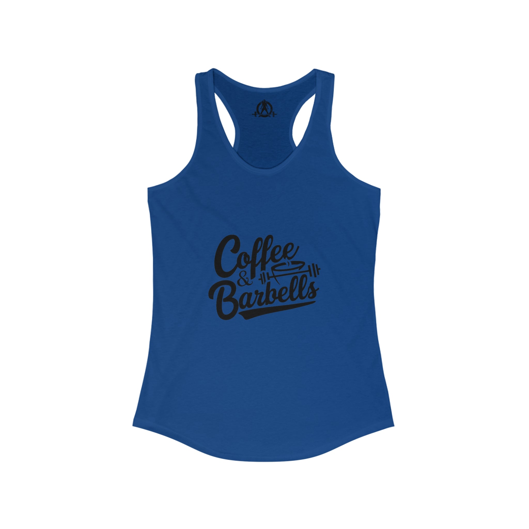 Coffee & Barbells - Women's Ideal Racerback Tank - Black Logo Plain Back