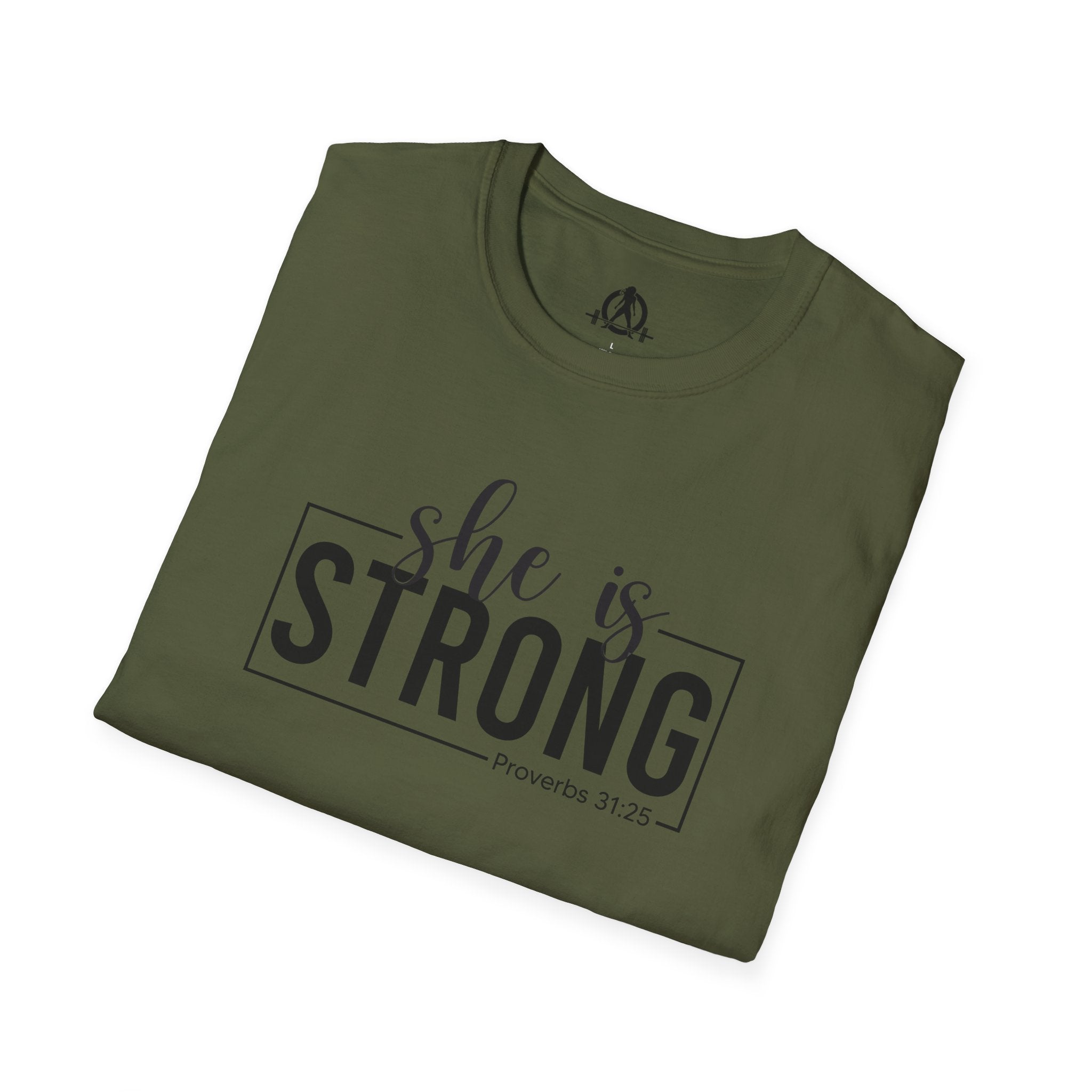 She Is STRONG - Unisex Softstyle T-Shirt - Front Black Print