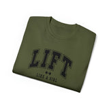 Lift Like A Girl - Unisex Ultra Cotton Tee - Front Black Logo - Plain Back