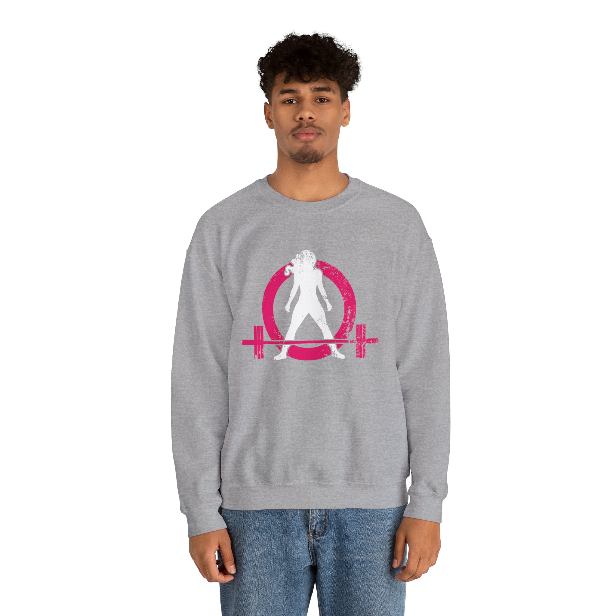 Distressed Logo - Unisex Heavy Blend™ Crewneck Sweatshirt - Inverted Color Logo