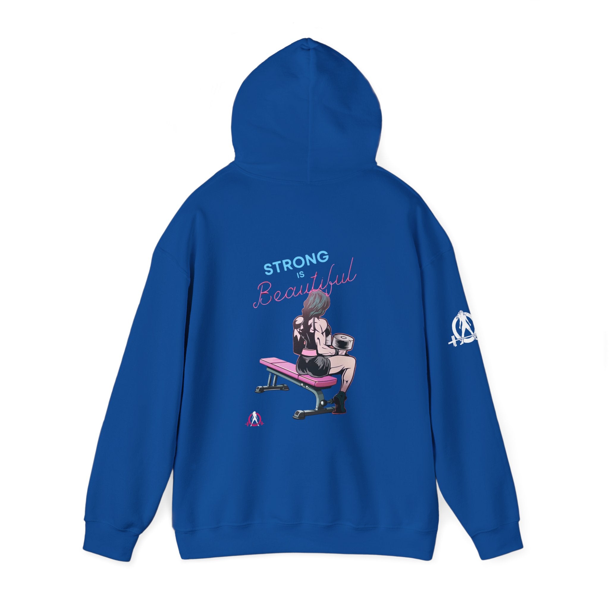 Strong Her Cartoon - Unisex Heavy Blend Hooded Sweatshirt - Logo on Back & Right Sleeve