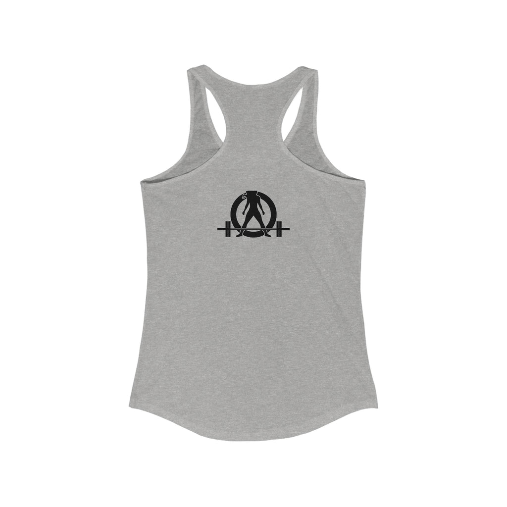 Coffee and a Barbell - Women's Ideal Racerback Tank - Dark Logo - Front Chest -  WWLW Logo Back