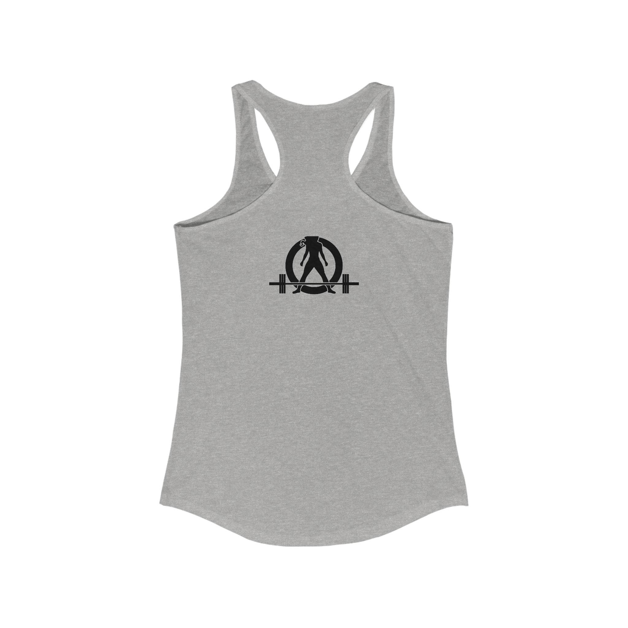 Coffee and a Barbell - Women's Ideal Racerback Tank - Dark Logo - Front Chest -  WWLW Logo Back