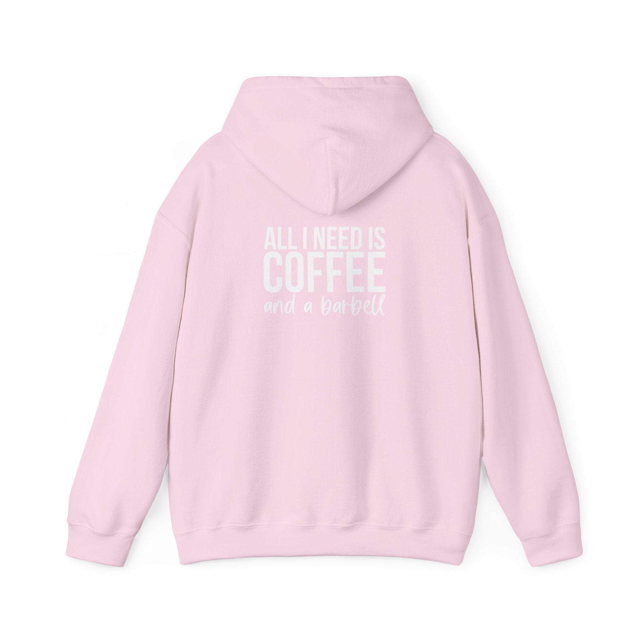 COFFEE and a Barbell - Unisex Heavy Blend Hooded Sweatshirt - Dark Logo