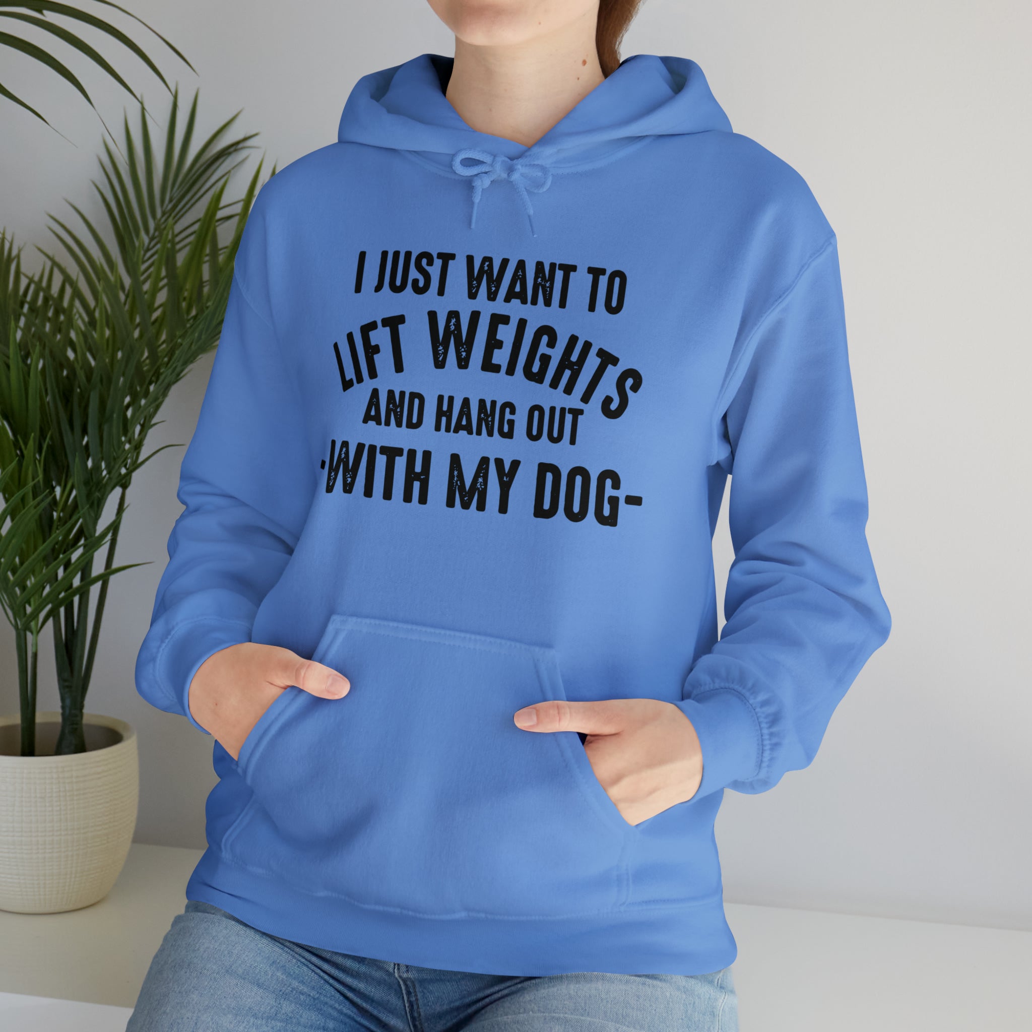 Lift Weights & Hang Out With My Dog  - Dark Logo  - Unisex Heavy Blend Hooded Sweatshirt