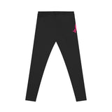 Black Women's Casual Leggings - Distressed Color Logo - Right Hip