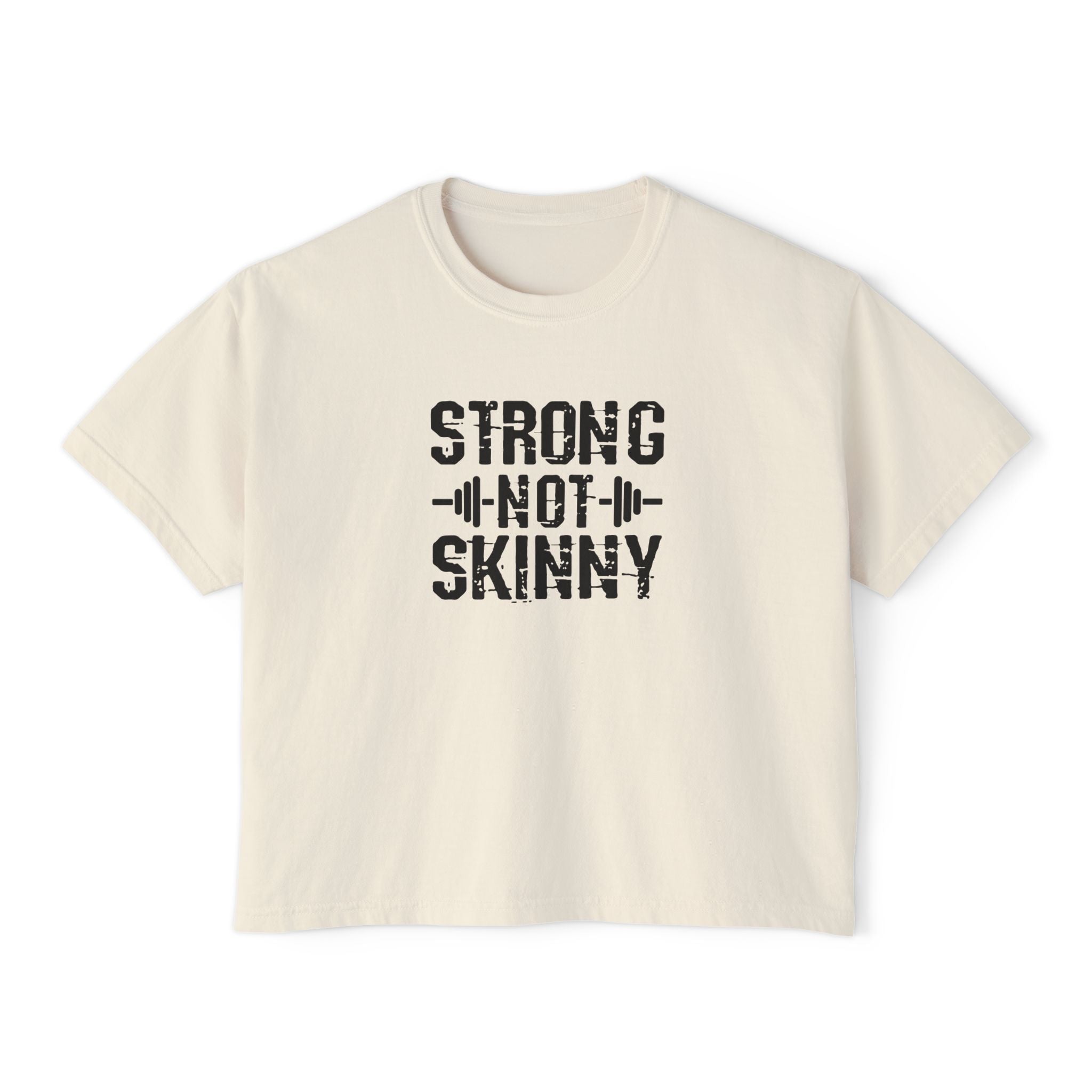 Strong Not Skinny - Women's Boxy Tee - Black Logo Front & Back