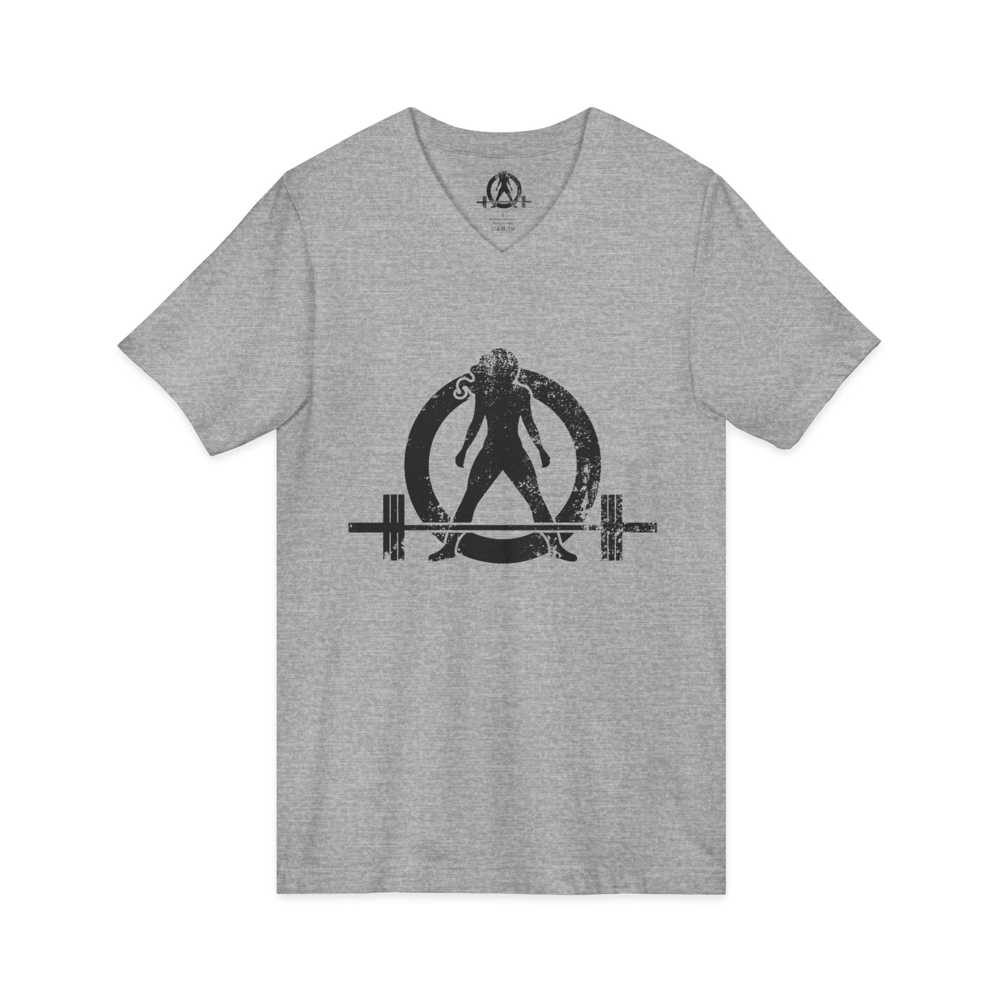 Strong Is Beautiful - Distressed Black Logo - Unisex Jersey Short Sleeve V-Neck Tee