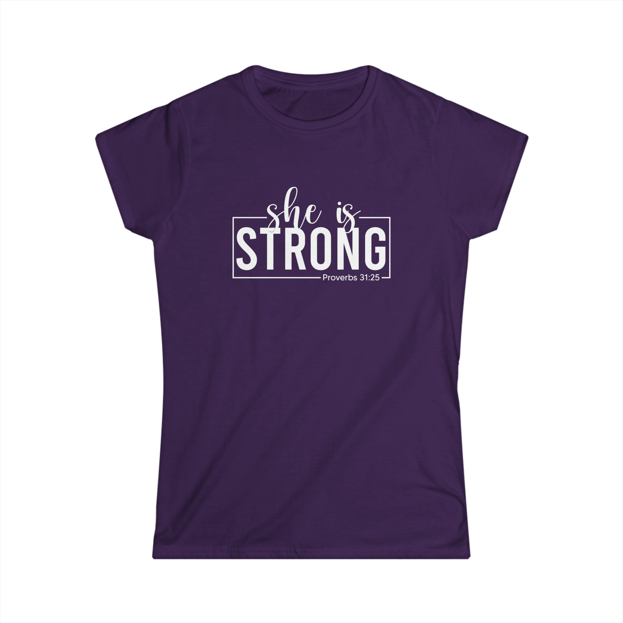 She is STRONG - Women's Softstyle Tee - Front Print White