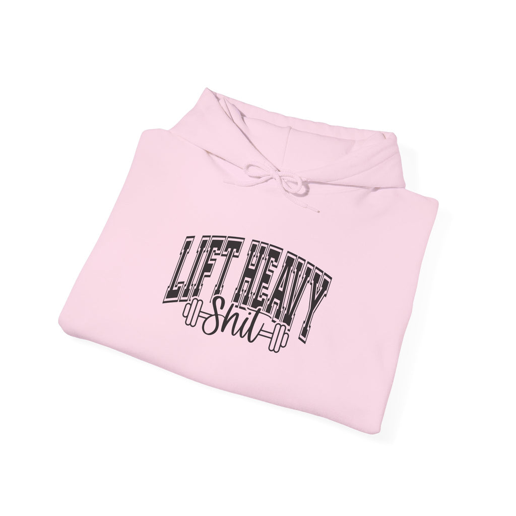 Lift Heavy Shit – Unisex Heavy Blend™ Hooded Sweatshirt (Black Logo Front & Sleeve) 🖤🏋️‍♂️🔥