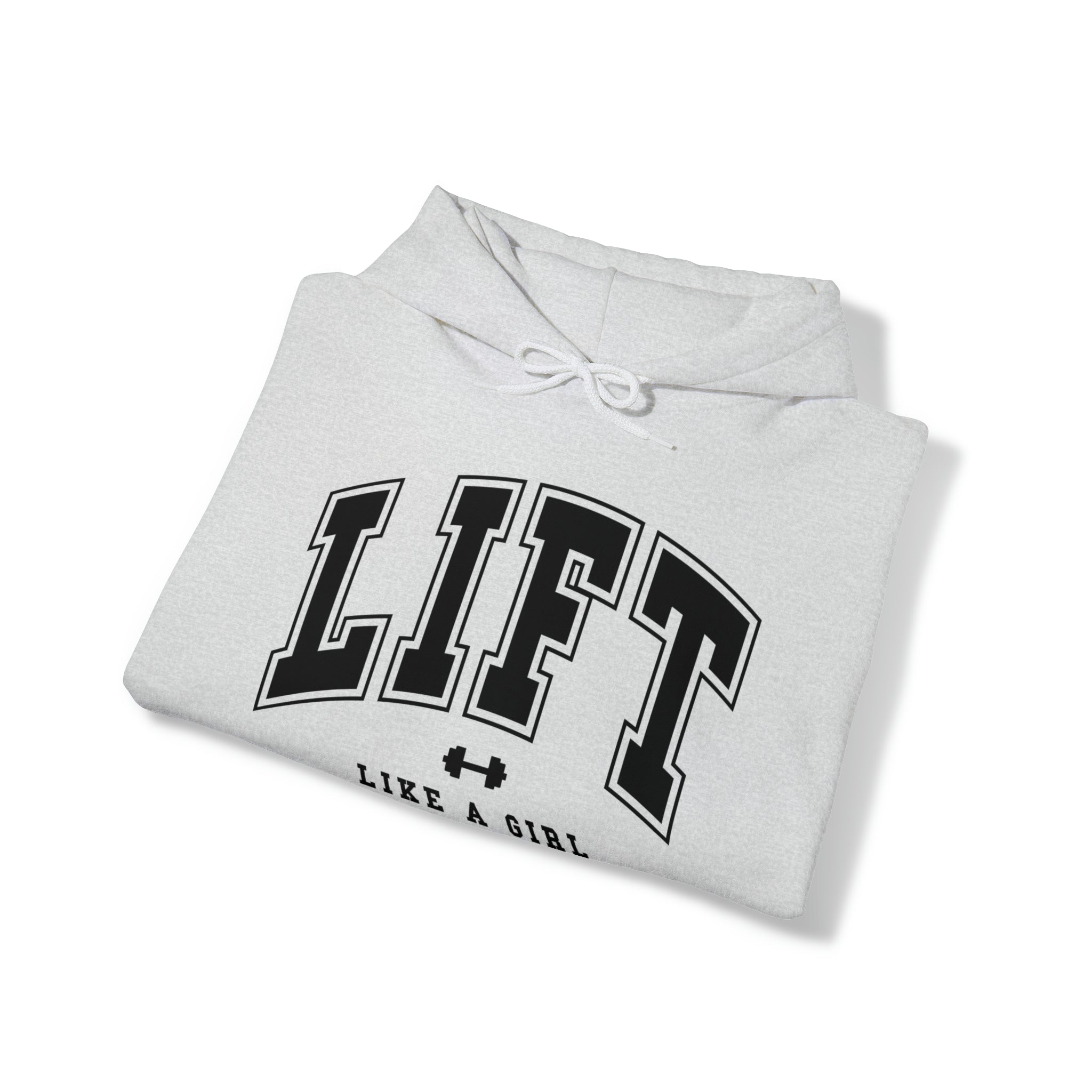 Lift Like.A Girl - Unisex Heavy Blend Hooded Sweatshirt - Black Logo on Front & Right Sleeve