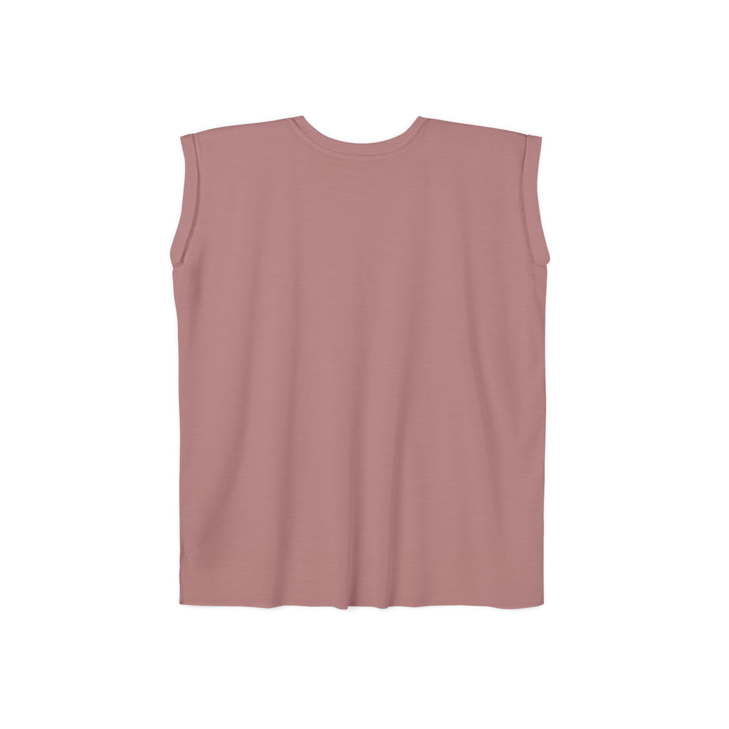 Women’s Flowy Rolled Cuffs Muscle Tee - Light Distressed Logo