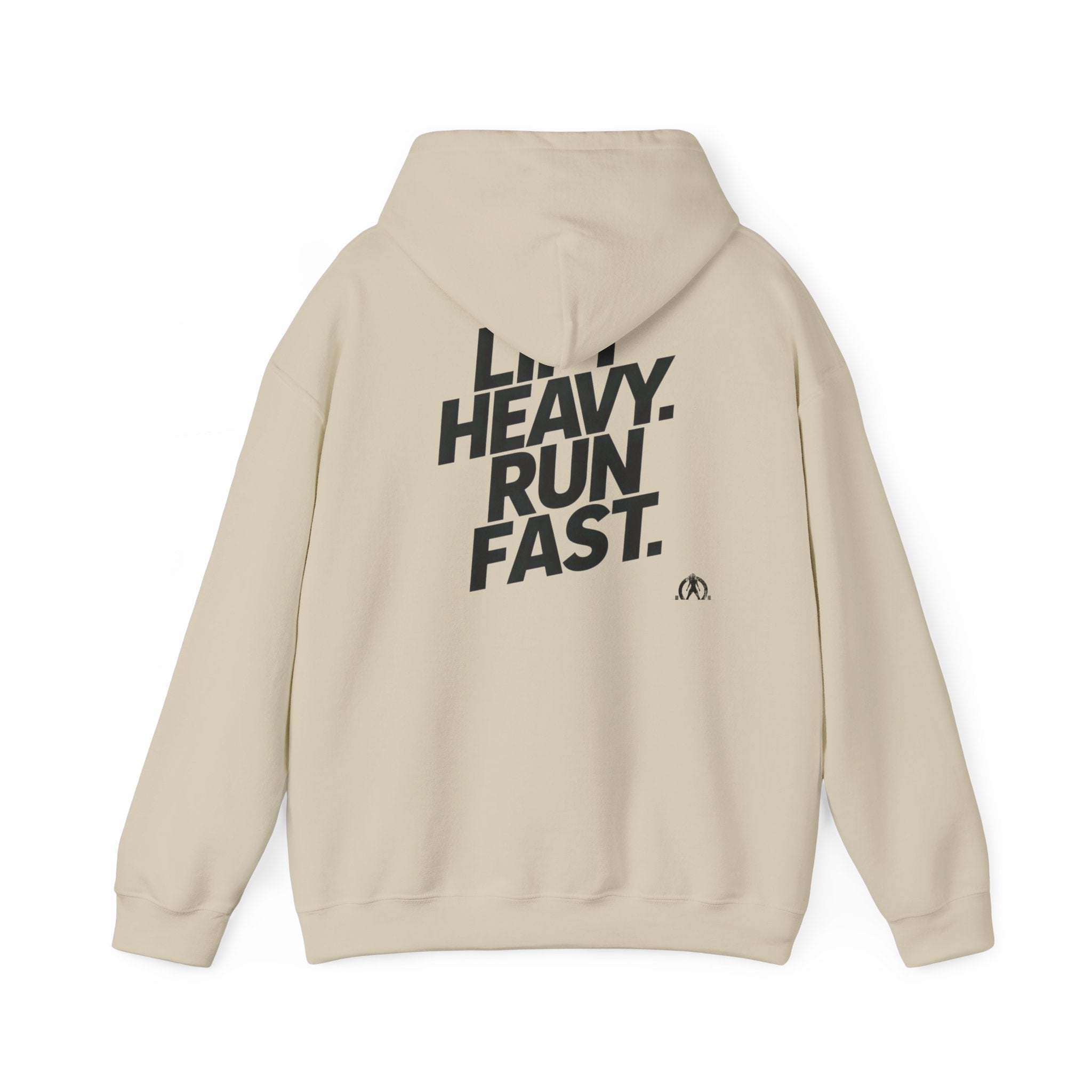 Lift Heavy Run Fast - Unisex Heavy Blend Hooded Sweatshirt  - Front & Back Black Logo