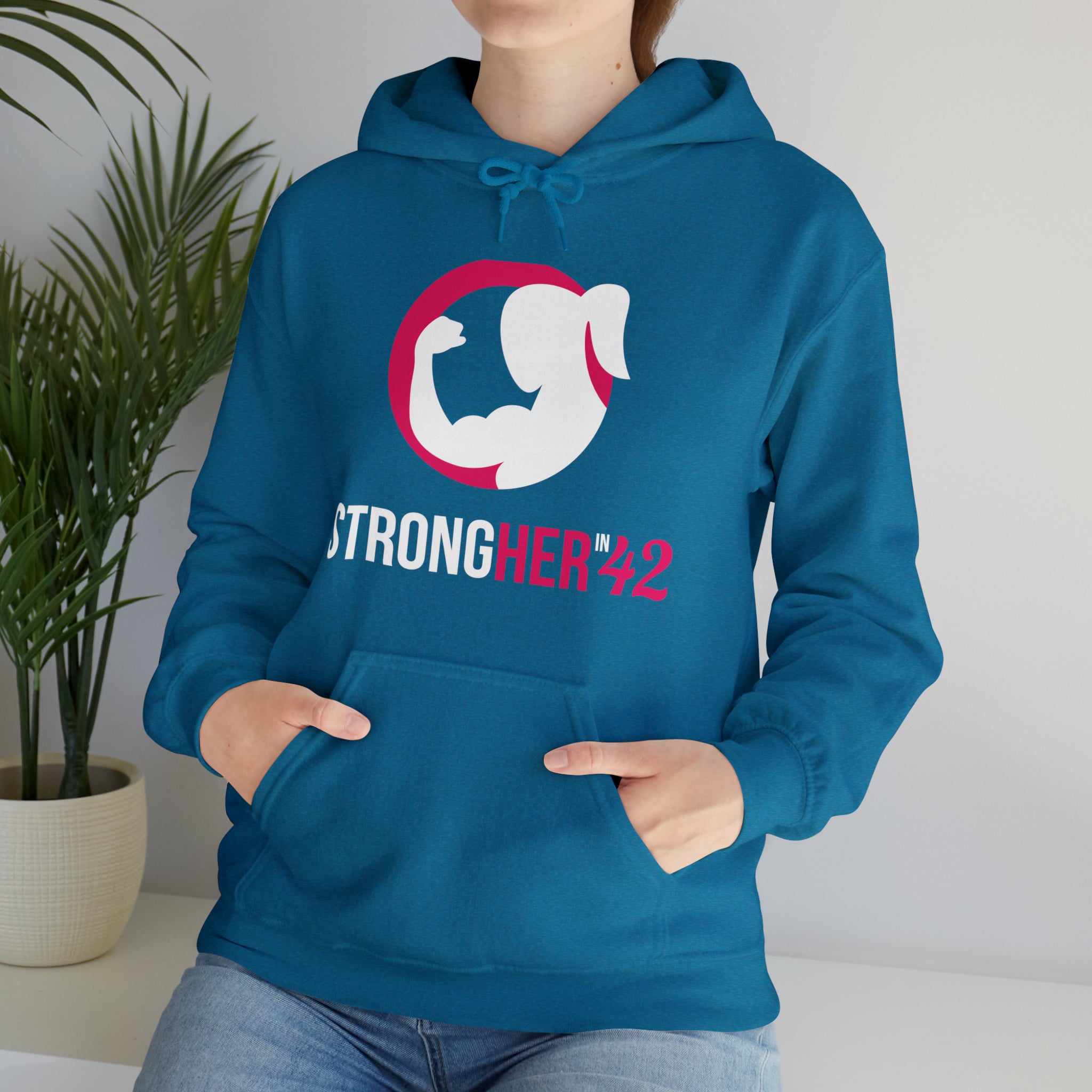 Strong Her in 42 - Classic Color Logo - Unisex Heavy Blend Hooded Sweatshirt