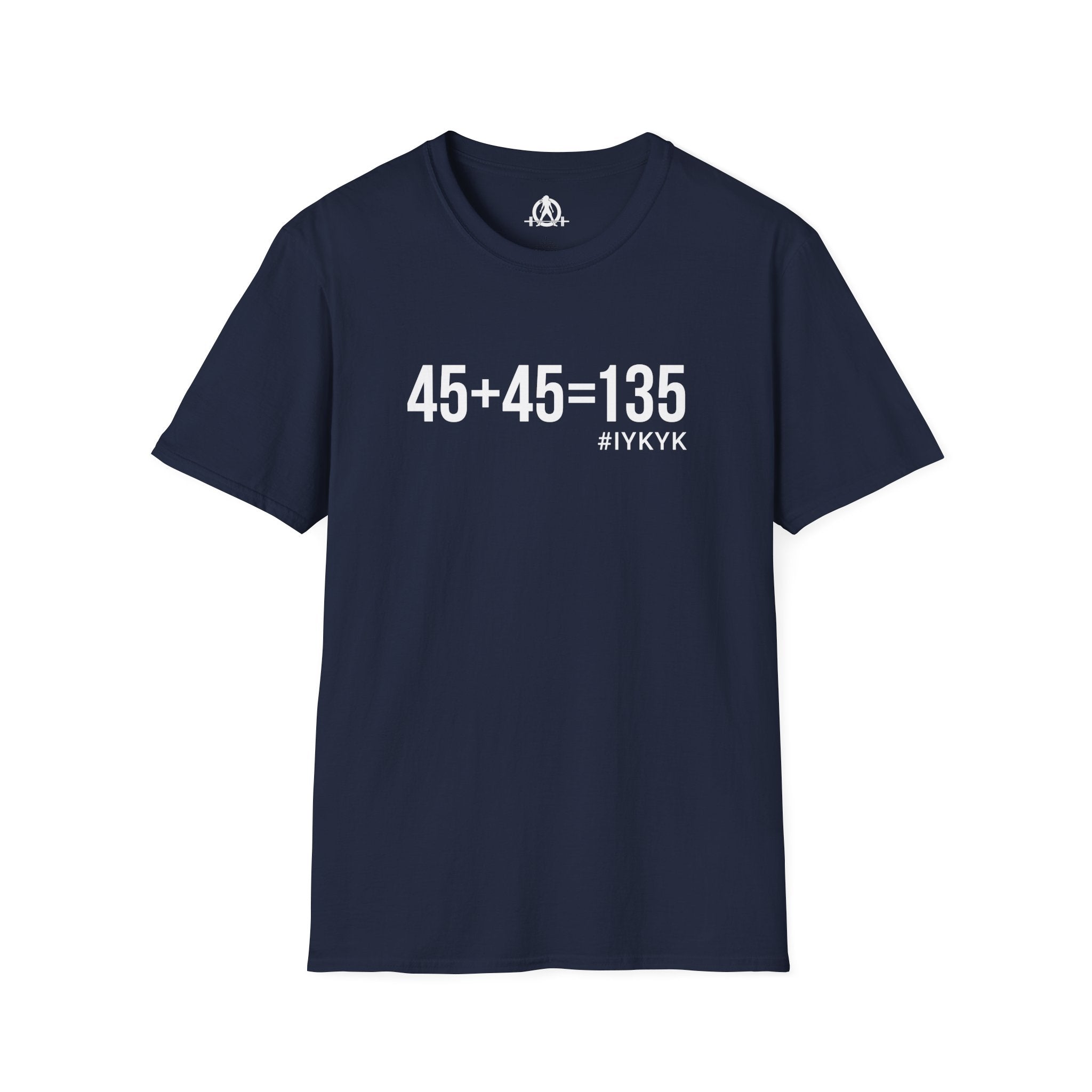 45 + 45 = 135  - Unisex Softstyle T-Shirt - Print on Front Plain Back