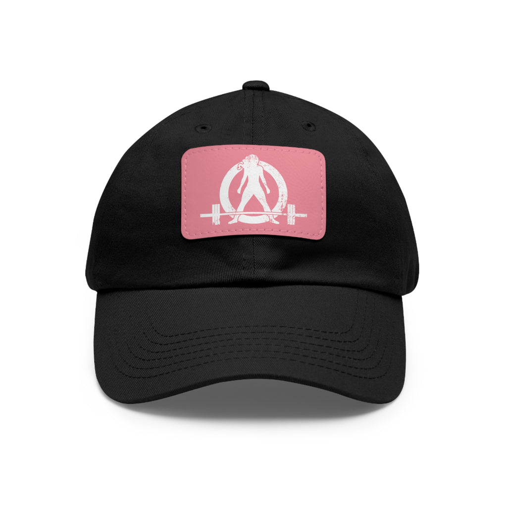 Distressed - Dad Hat with Leather Patch (Rectangle) - White Font