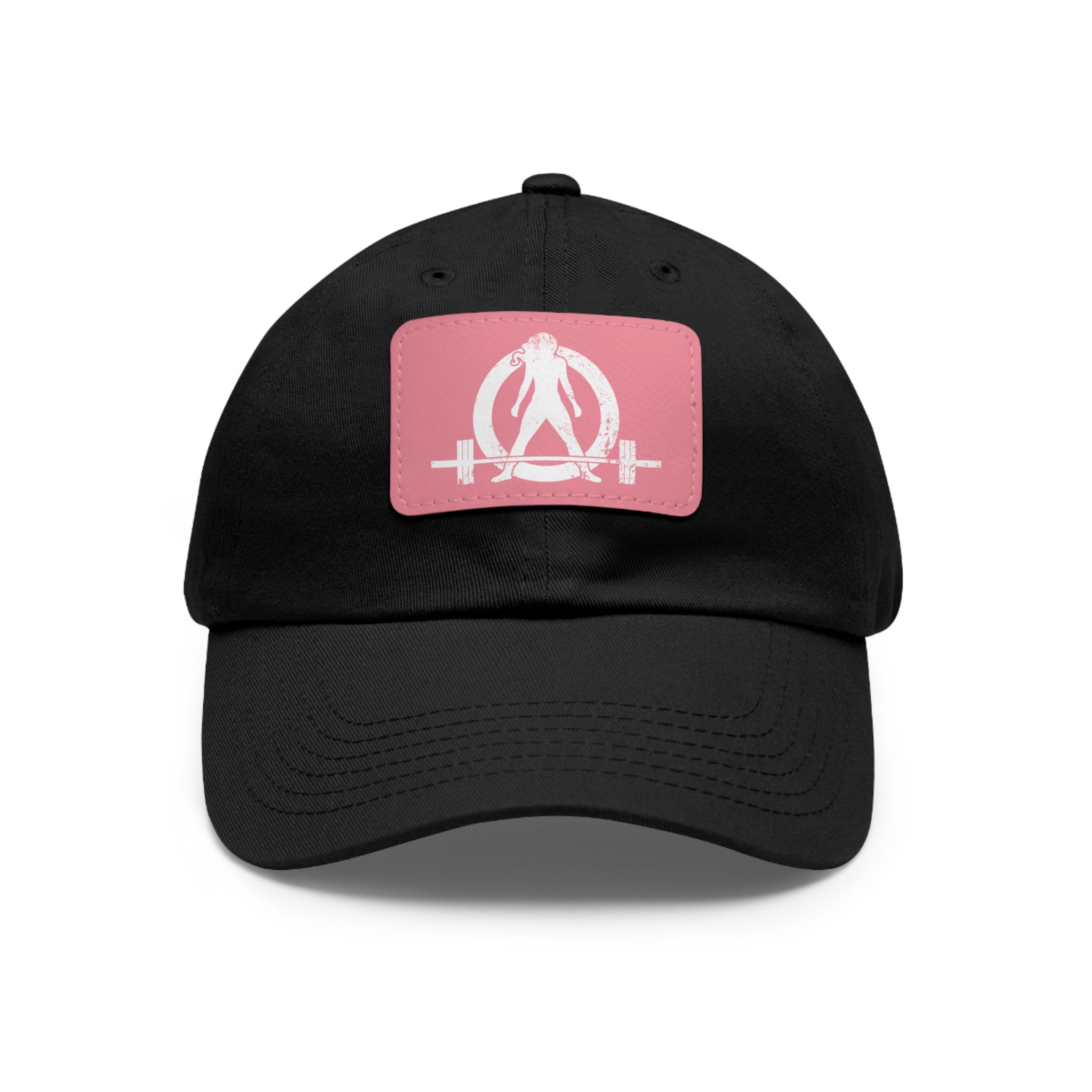Distressed - Dad Hat with Leather Patch (Rectangle) - White Font