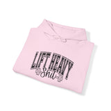 Lift Heavy Shit - Unisex Heavy Blend Hooded Sweatshirt - Black Logo on Front & Right Sleeve