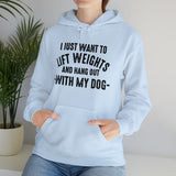 Lift Weights & Hang Out With My Dog  - Dark Logo  - Unisex Heavy Blend Hooded Sweatshirt