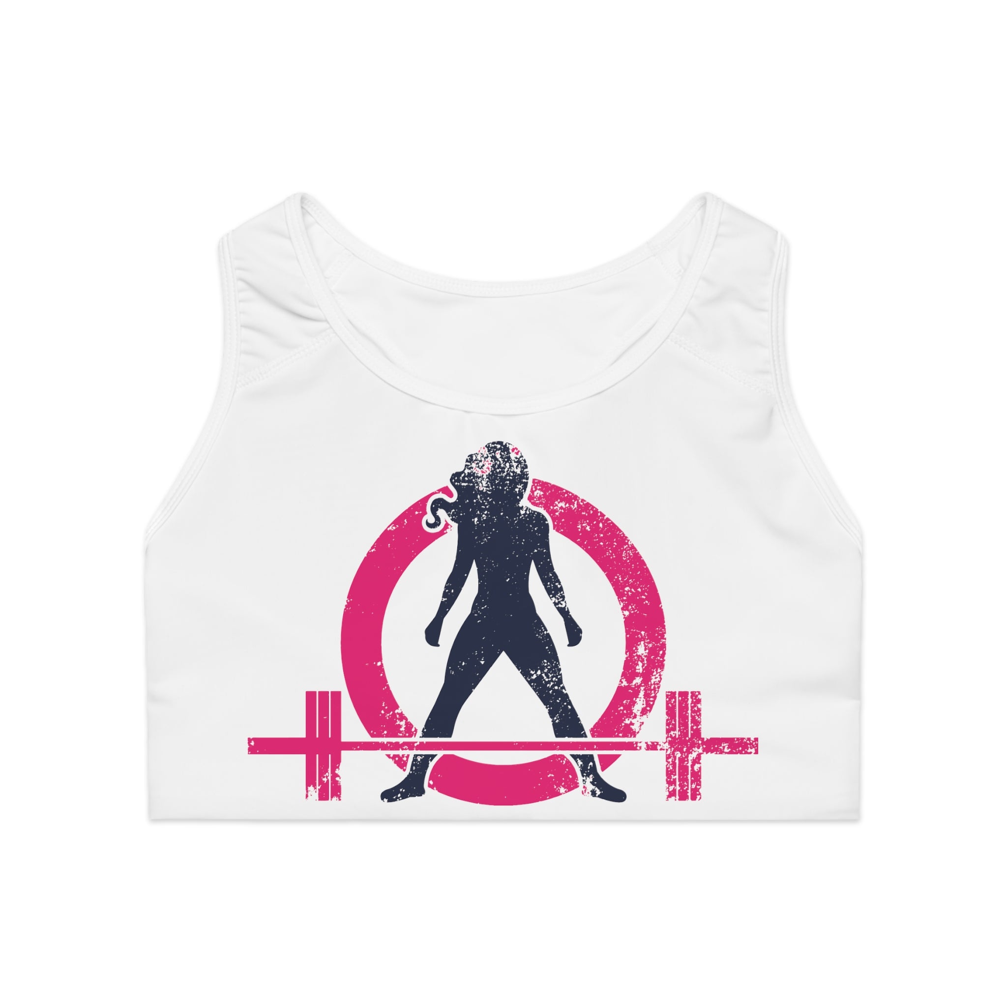 Sports Bra (AOP) - Color Distressed Logo - Large Logo