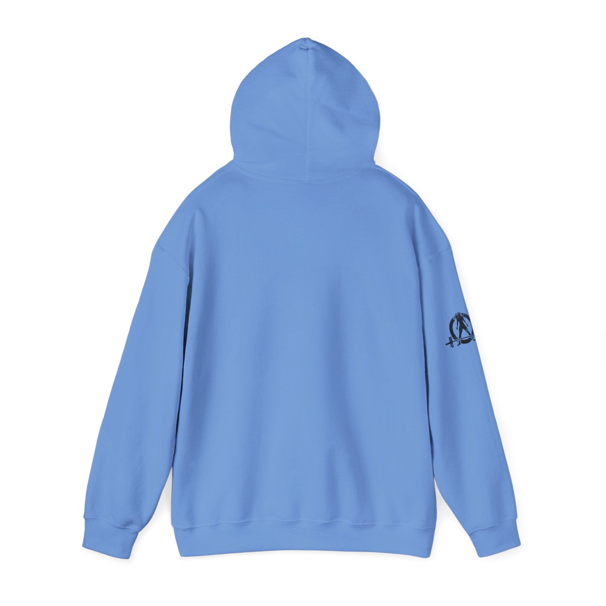 Lift Heavy Swing Fast - Unisex Heavy Blend Hooded Sweatshirt - Black Logo - Right Shoulder - Plain Back
