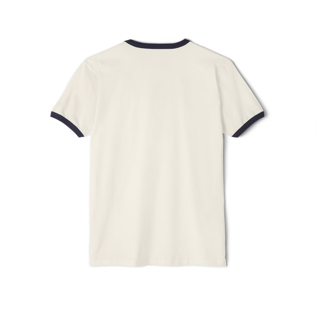 USA Collection - Unisex Cotton Ringer T-Shirt - Logo Front Plain Back