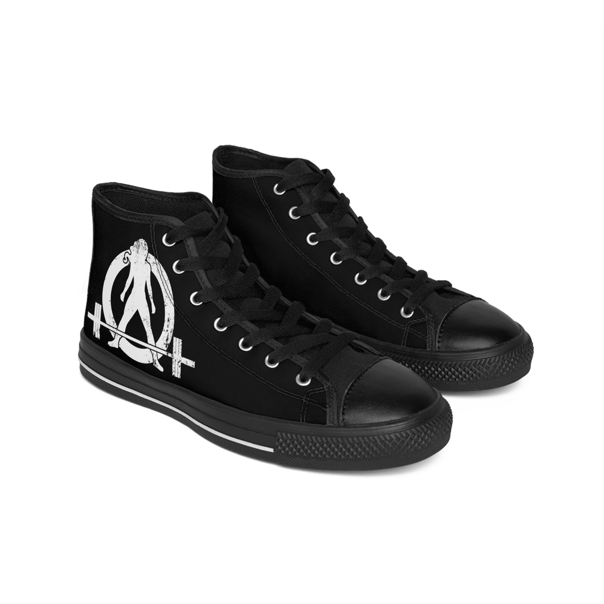 Women's Classic Sneakers - Black - Distressed White Logo