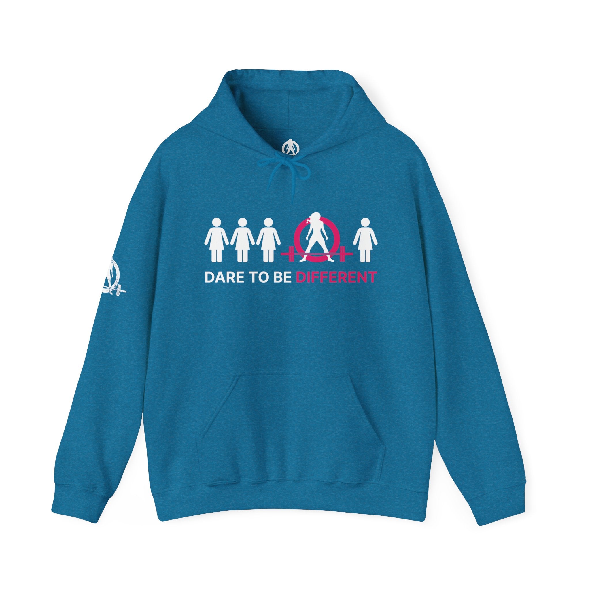Dare To Be Different - Deadlift - Unisex Heavy Blend Hooded Sweatshirt - White Print on Front
