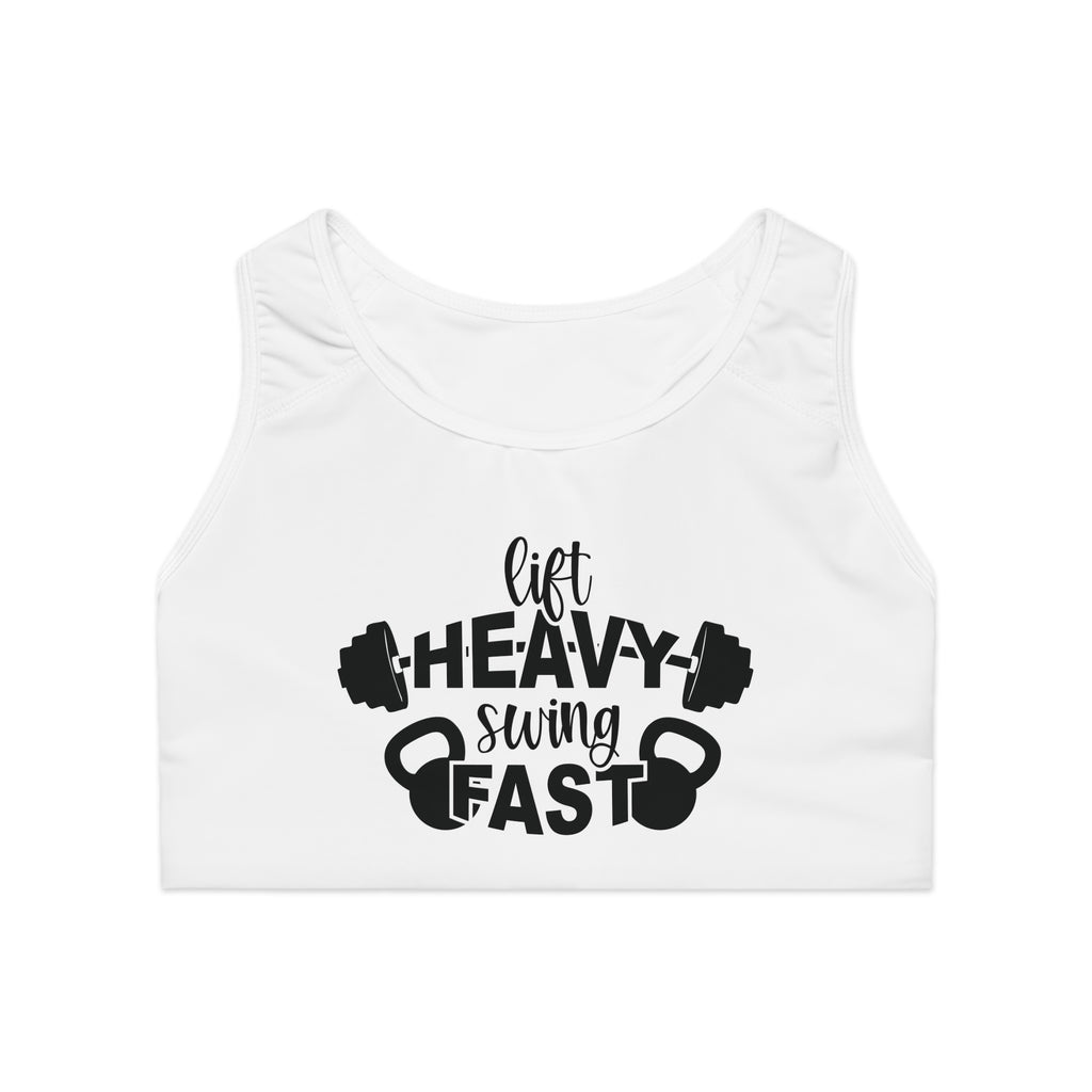 Lift Heavy Swing Fast - Sports Bra (AOP) - Black Logo