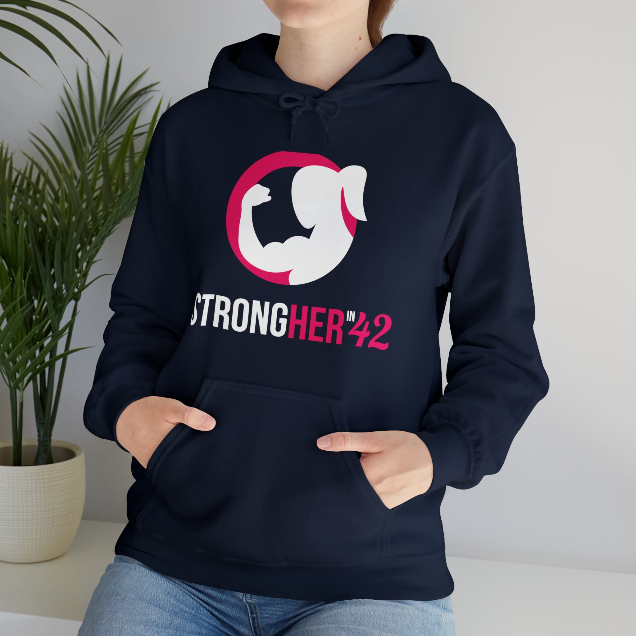 Strong Her in 42 - Classic Color Logo - Unisex Heavy Blend Hooded Sweatshirt