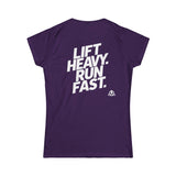 Lift Heavy Run Fast - Women's Softstyle Tee - White Front & Back Logo