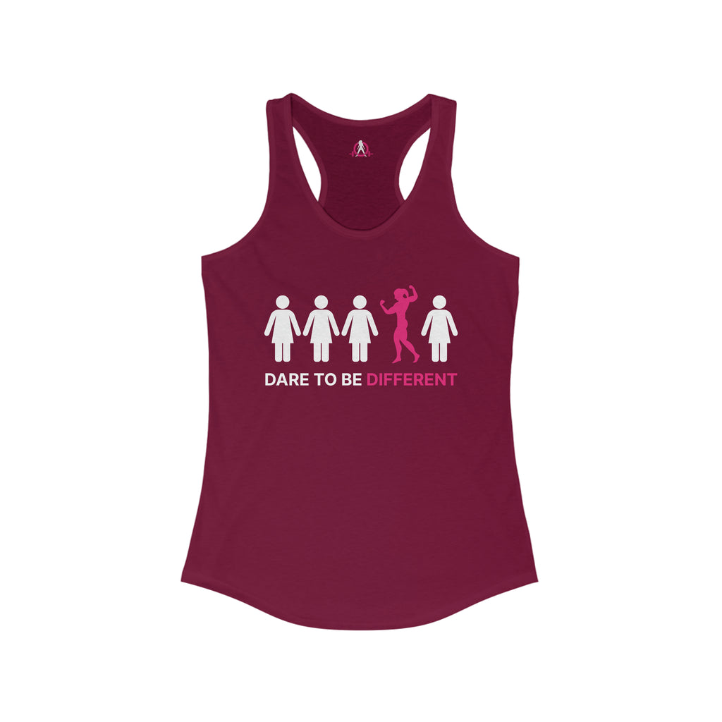Dare To Be Different - Flex - Women's Ideal Racerback Tank - Front Logo - Plain Back