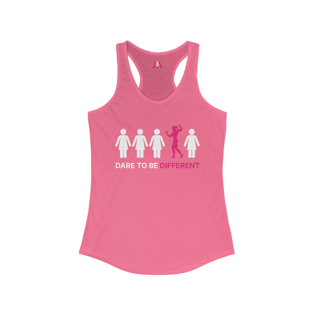 Dare To Be Different - Flex - Women's Ideal Racerback Tank - Front Logo - Plain Back