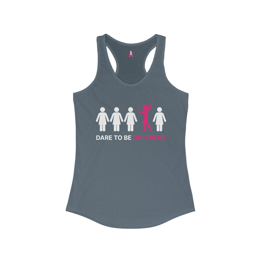 Dare To Be Different - Flex - Women's Ideal Racerback Tank - Front Logo - Plain Back