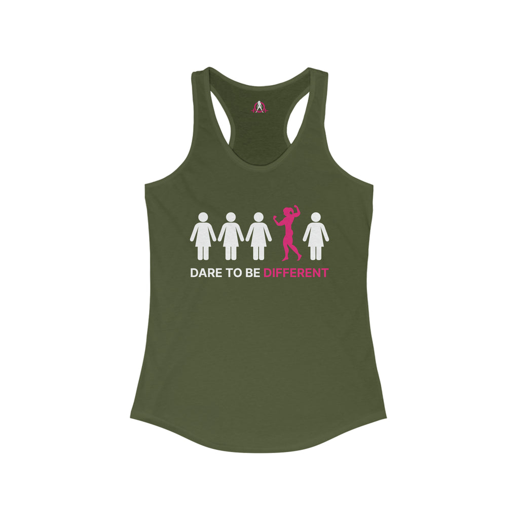 Dare To Be Different - Flex - Women's Ideal Racerback Tank - Front Logo - Plain Back
